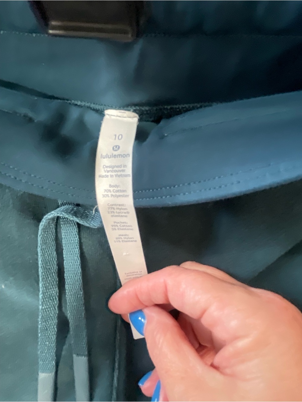 lululemon dark teal pants with drawstring